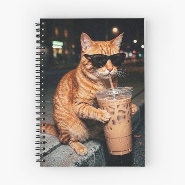 Item preview, Retro Cat Drinking Iced Coffee Funny Animal Meme Coffee Lover Raccoon designed and sold by Thread&Fable.