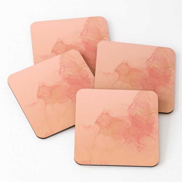 Item preview, Abstract Peach and Coral Ombre With Gold Splashes designed and sold by humnoo.
