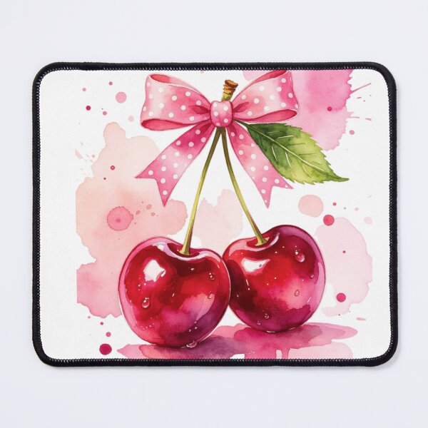 Item preview, Watercolor Cherries with Pink Polka Dot Bow designed and sold by MindMakerStudio.