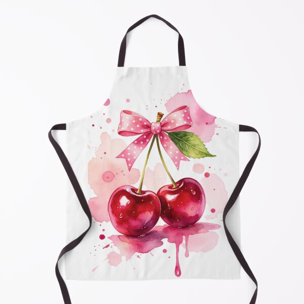 Item preview, Watercolor Cherries with Pink Polka Dot Bow designed and sold by MindMakerStudio.