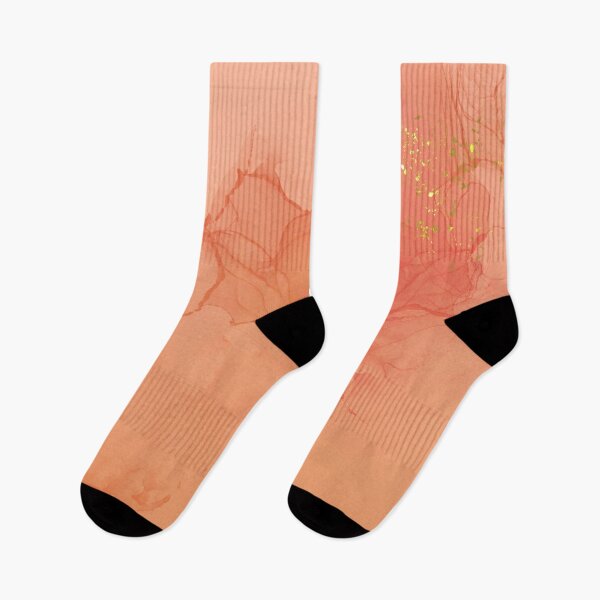 Item preview, Abstract Peach and Coral Ombre With Gold Splashes designed and sold by humnoo.