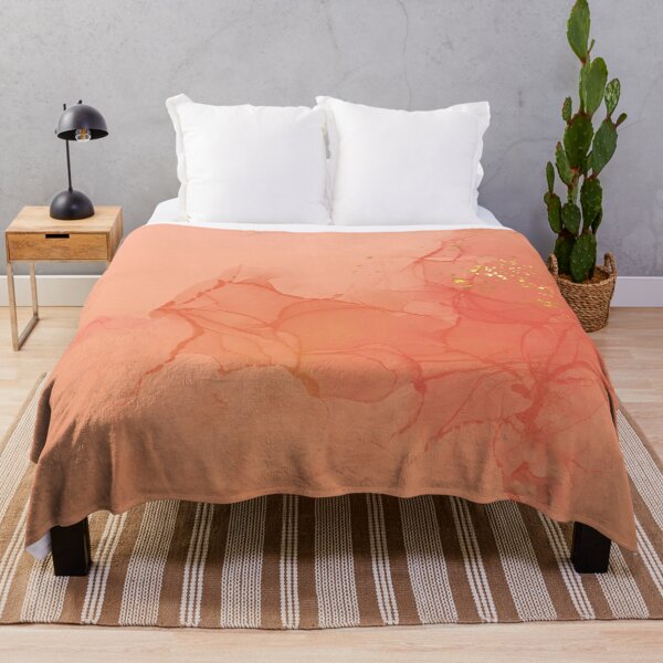 Item preview, Abstract Peach and Coral Ombre With Gold Splashes designed and sold by humnoo.
