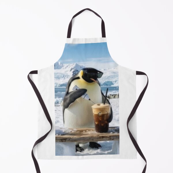 Item preview, A penguin making a frappe (ice caffe) in Antarctica, wearing sunglasses. designed and sold by CAGStore.