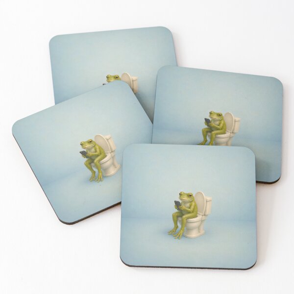 Item preview, Frog using a cellphone in the bathroom designed and sold by AngieMStore.