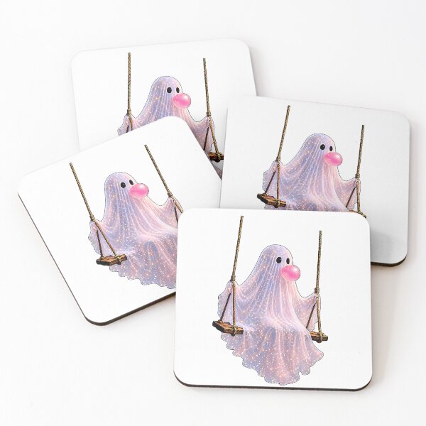 Item preview, Ghost on a Swing Blowing Pink Bubblegum Cute Spooky designed and sold by Rahamkshop.