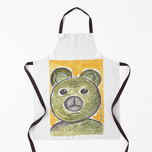 Item preview, Green Teddy Bear with Reservations, Charcoal & Watercolour designed and sold by Anke‘s Bazaar.