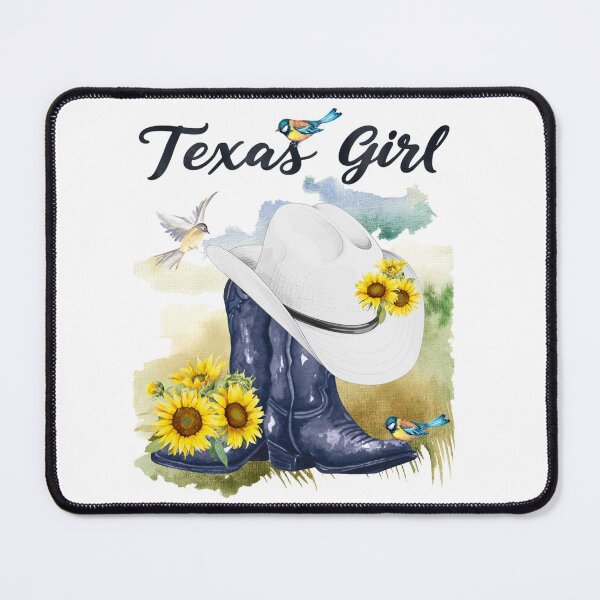 Item preview, Texas Girl with Cowboy Boots/Hat, Sunflowers, Birds & Meadow Background designed and sold by JeweledDesigns.