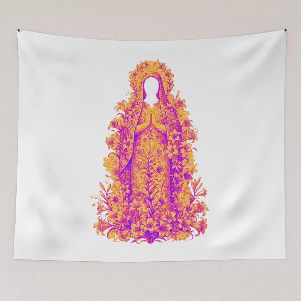 Item preview, Virgin Mary Floral Silhouette Neon designed and sold by MantoSagrado.