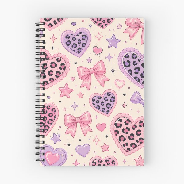 Item preview, Kawaii Y2K Leopard Heart Pattern – Pink & Purple Coquette Aesthetic designed and sold by GozdeSoftChaos.