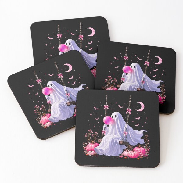 Item preview, Ghost on a Swing Blowing Pink Bubblegum Cute Spooky designed and sold by Rahamkshop.
