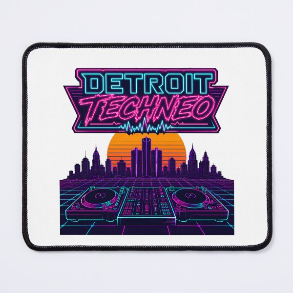 Item preview, Detroit Techno Synthwave DJ Turntable Skyline designed and sold by chattsuede.