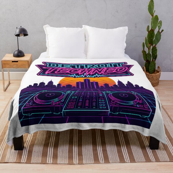 Item preview, Detroit Techno Synthwave DJ Turntable Skyline designed and sold by chattsuede.
