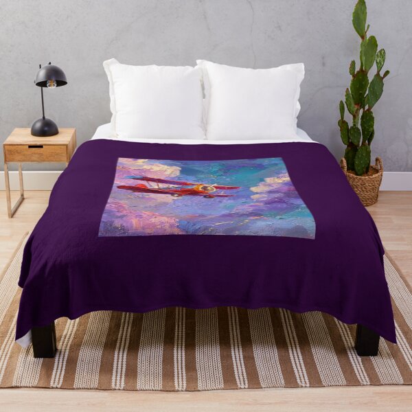 Item preview, Red Airplane In Purple Clouds Artwork designed and sold by NivyasArtistry.