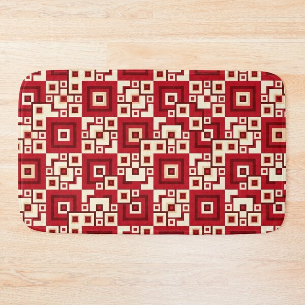 Item preview, Red & Cream Seamless Geometric Square Pattern | Modern Grid Art designed and sold by MoonwoodStudio.