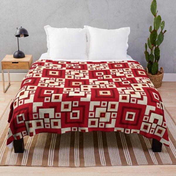 Item preview, Red & Cream Seamless Geometric Square Pattern | Modern Grid Art designed and sold by MoonwoodStudio.