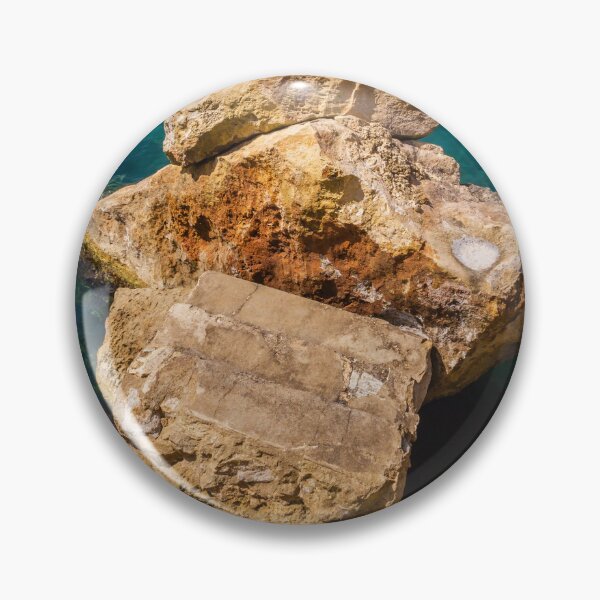 Item preview, Turquoise Sea Water and Sunlit Coastal Rocks on a Rocky Cliff by the Shoreline designed and sold by Nmallia.