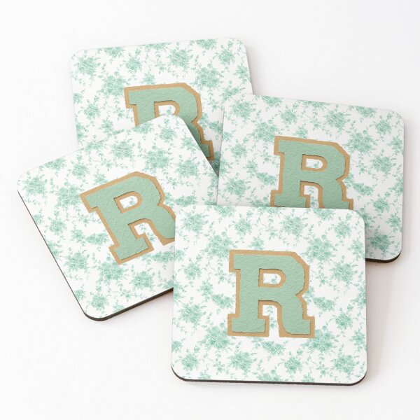 Item preview, Mint Green Letter R Monogram with floral pattern  designed and sold by ITCHAWAWAA.