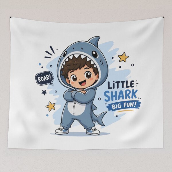 Item preview, Little Shark Big Fun - Cute Boy in Shark Onesie Costume Art designed and sold by ToonyTeez.