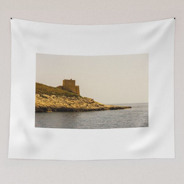 Item preview, Historic Coastal Watchtower On Rocky Cliff Overlooking Calm Mediterranean Sea On A Sunny Day designed and sold by Nmallia.