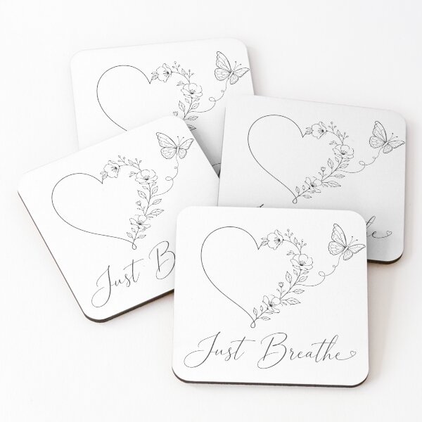 Item preview, Just Breathe Heart Floral Butterfly Line Art designed and sold by larbimalki.