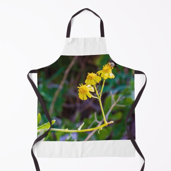 Item preview, Close-Up Of Yellow Wildflowers With Bee And Spider Web In Natural Green Background designed and sold by Nmallia.