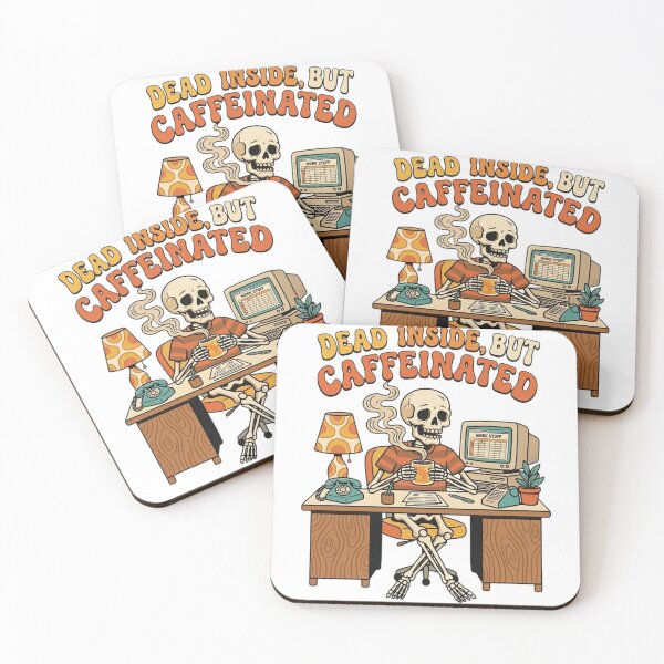 Item preview, Dead Inside But Caffeinated Retro Skeleton Office Coffee designed and sold by LuxeBuzz.