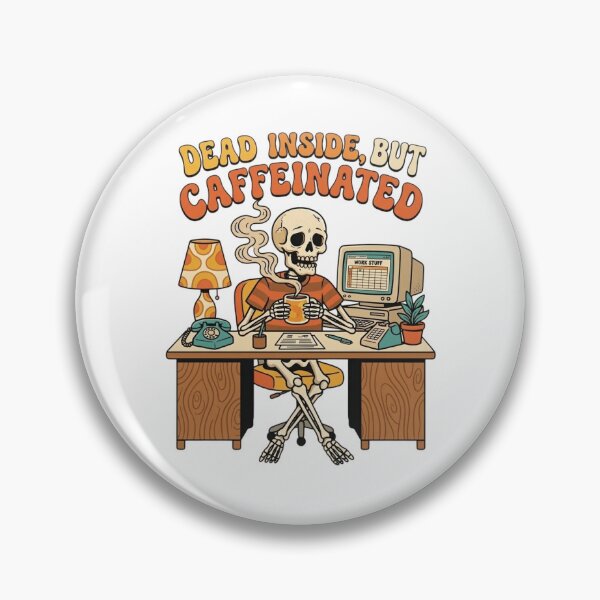 Item preview, Dead Inside But Caffeinated Retro Skeleton Office Coffee designed and sold by LuxeBuzz.