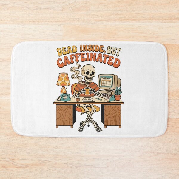 Item preview, Dead Inside But Caffeinated Retro Skeleton Office Coffee designed and sold by LuxeBuzz.