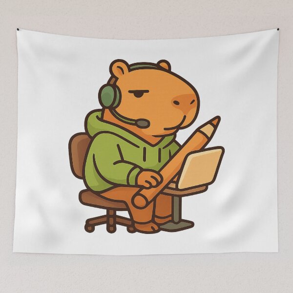 Item preview, Capybara Clock In Calm Coworking Mascot designed and sold by Ainbowz-Artwork.