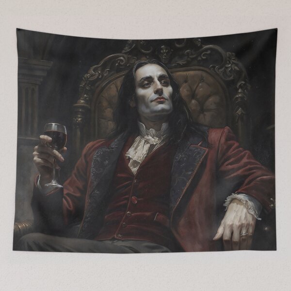 Item preview, Gothic Vampire Lord Drinking Wine On Throne designed and sold by DarkHolyQueen.
