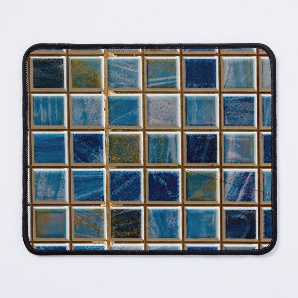 Item preview, Blue Ceramic Mosaic Tile Wall With Grout Texture and Weathered Glaze Pattern Closeup designed and sold by Nmallia.