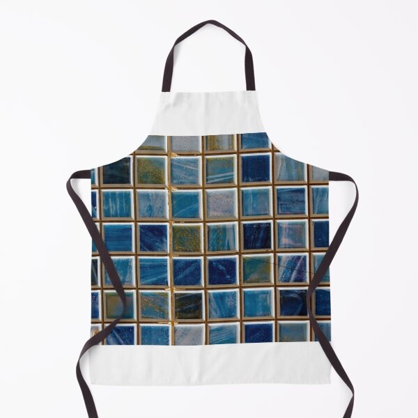 Item preview, Blue Ceramic Mosaic Tile Wall With Grout Texture and Weathered Glaze Pattern Closeup designed and sold by Nmallia.