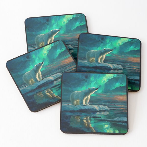 Item preview, Aurora Reflection Polar Bear Scene Artwork  designed and sold by NivyasArtistry.