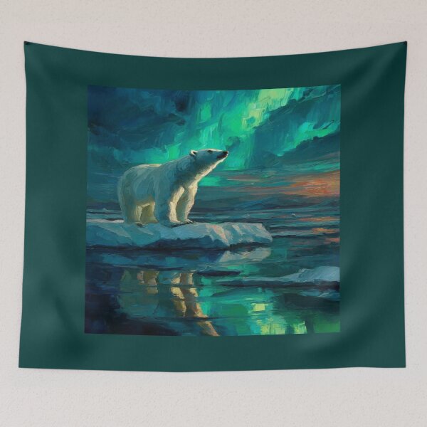 Item preview, Aurora Reflection Polar Bear Scene Artwork  designed and sold by NivyasArtistry.