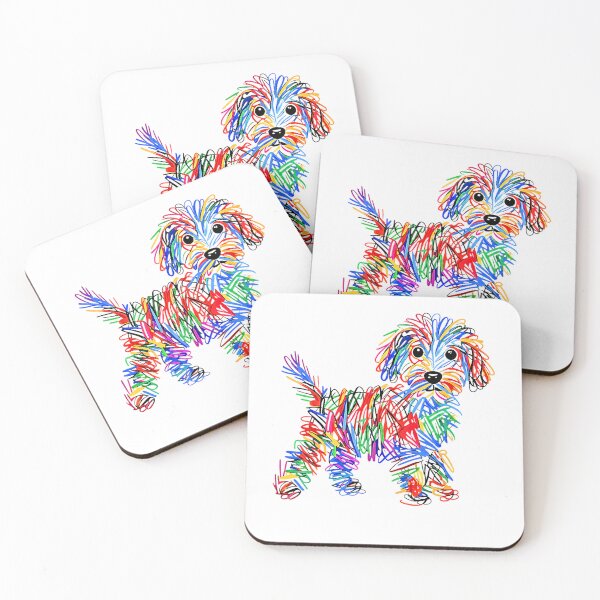 Item preview, Colorful Scribble Poodle Rainbow Abstract Doodle Dog Art designed and sold by Rahamkshop.