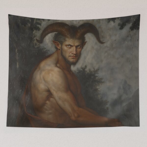 Item preview, Gothic Horned Satyr In Dark Forest Painting designed and sold by DarkHolyQueen.