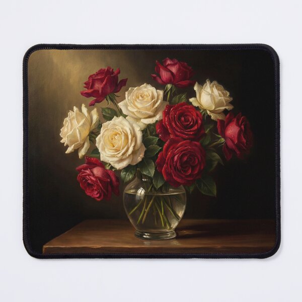 Item preview, Red and White Roses Baroque Still Life designed and sold by ArtAmbience.