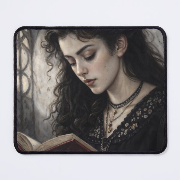 Item preview, Gothic Girl Reading Spell Book In Castle Painting designed and sold by DarkHolyQueen.