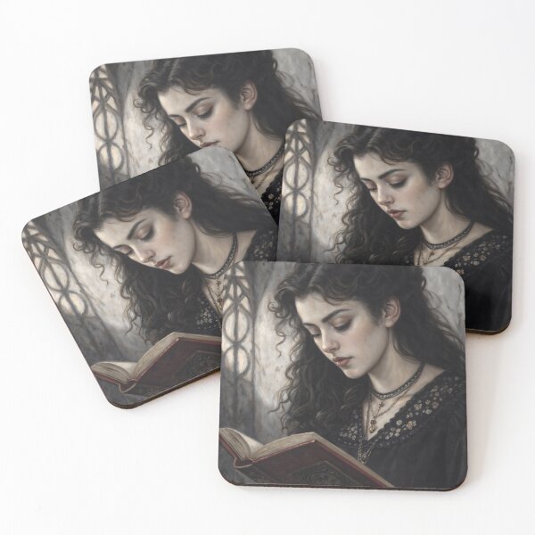 Item preview, Gothic Girl Reading Spell Book In Castle Painting designed and sold by DarkHolyQueen.