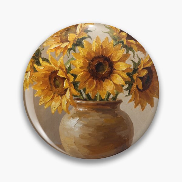 Item preview, Girasoles en Jarrón de Cerámica Pintura al Óleo designed and sold by ArtAmbience.