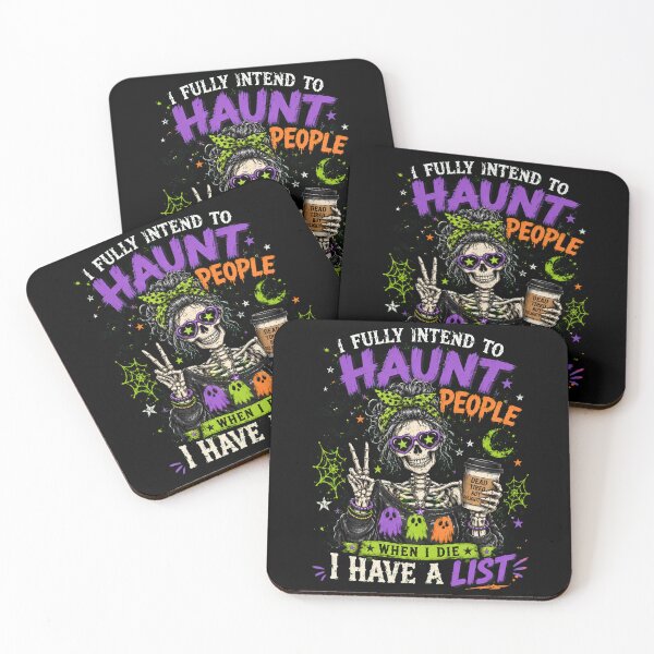 Item preview, I Fully Intend To Haunt People - Skeleton Coffee & Messy Bun Halloween designed and sold by BumbleBloom7.