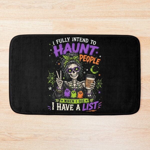Item preview, I Fully Intend To Haunt People - Skeleton Coffee & Messy Bun Halloween designed and sold by BumbleBloom7.