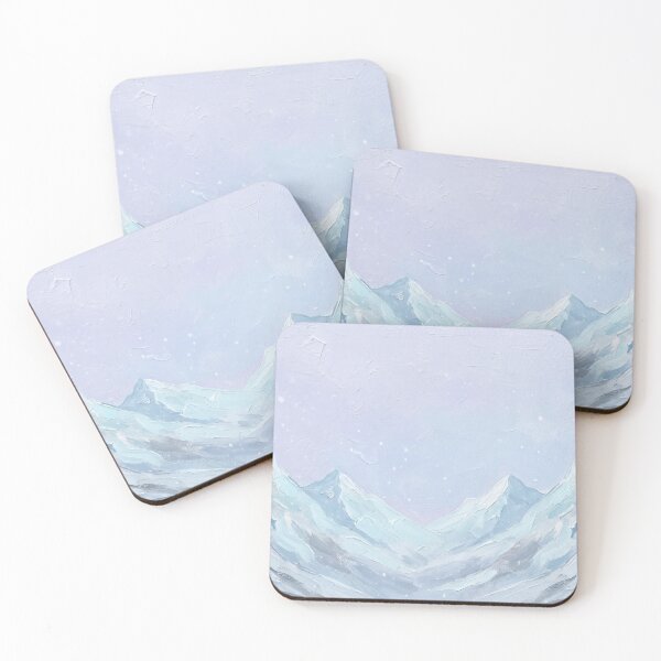 Item preview, Minimalist Snowy Mountain Peaks Oil Painting designed and sold by ArtAmbience.