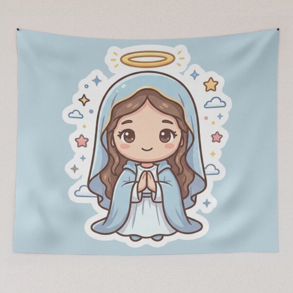 Item preview, Virgin Mary Kawaii Style for Children designed and sold by MantoSagrado.