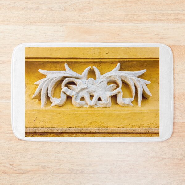Item preview, Decorative Plaster Architectural Ornament Relief on Textured Yellow Wall Facade Detail designed and sold by Nmallia.