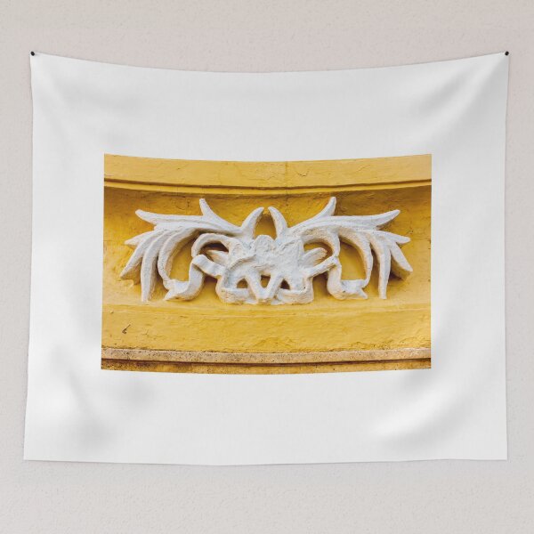 Item preview, Decorative Plaster Architectural Ornament Relief on Textured Yellow Wall Facade Detail designed and sold by Nmallia.