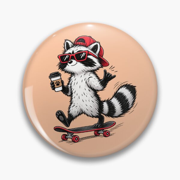 Item preview, Cool Skater Raccoon with Coffee and Red Sunglasses designed and sold by littlepiptales.