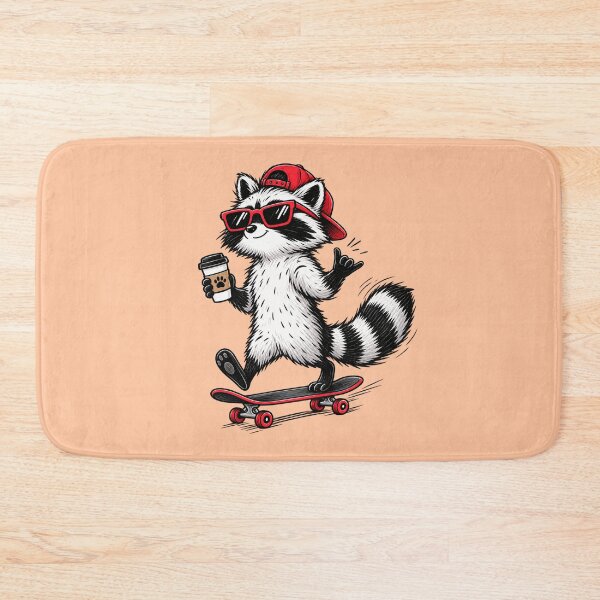 Item preview, Cool Skater Raccoon with Coffee and Red Sunglasses designed and sold by littlepiptales.