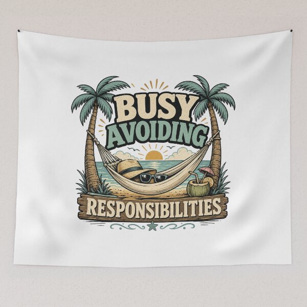 Item preview, Busy Avoiding Responsibilities Beach Vacation Design | Funny Tropical Hammock Design | Busy Collection designed and sold by SoulThread Studio.