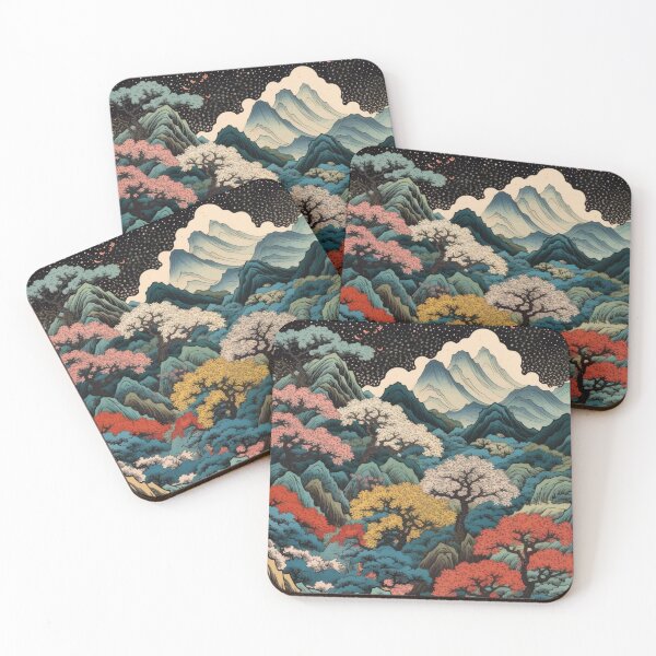 Item preview, Japanese Ukiyo-e Mountain Forest – Vintage Woodblock Landscape Art designed and sold by BrandonArtWorld.